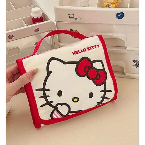 Hello Kitty 4-in-1 Foldable Makeup Bag Zippered Travel Cosmetic Organizer - Picture 1 of 4